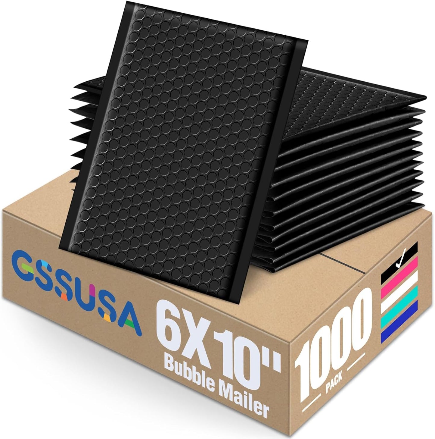 GSSUSA Black Bubble Mailers 4x8 Inches 50 Pack, Usable Size 4X7" Bubble Envelopes for Small Business, Padded Envelope, Shipping Mailers, Packaging Bags, Mailing Envelopes, Shipping Supplies