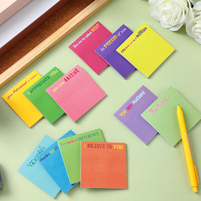 Yinder 48 Pcs Inspirational Sticky Notes Cute Motivational Sticky Notes Pad End of Year Employee Appreciation Gifts Bulk for Teacher Nurse Coworkers Office Supplies 3 x 3'' (Thank You,Dark Color)