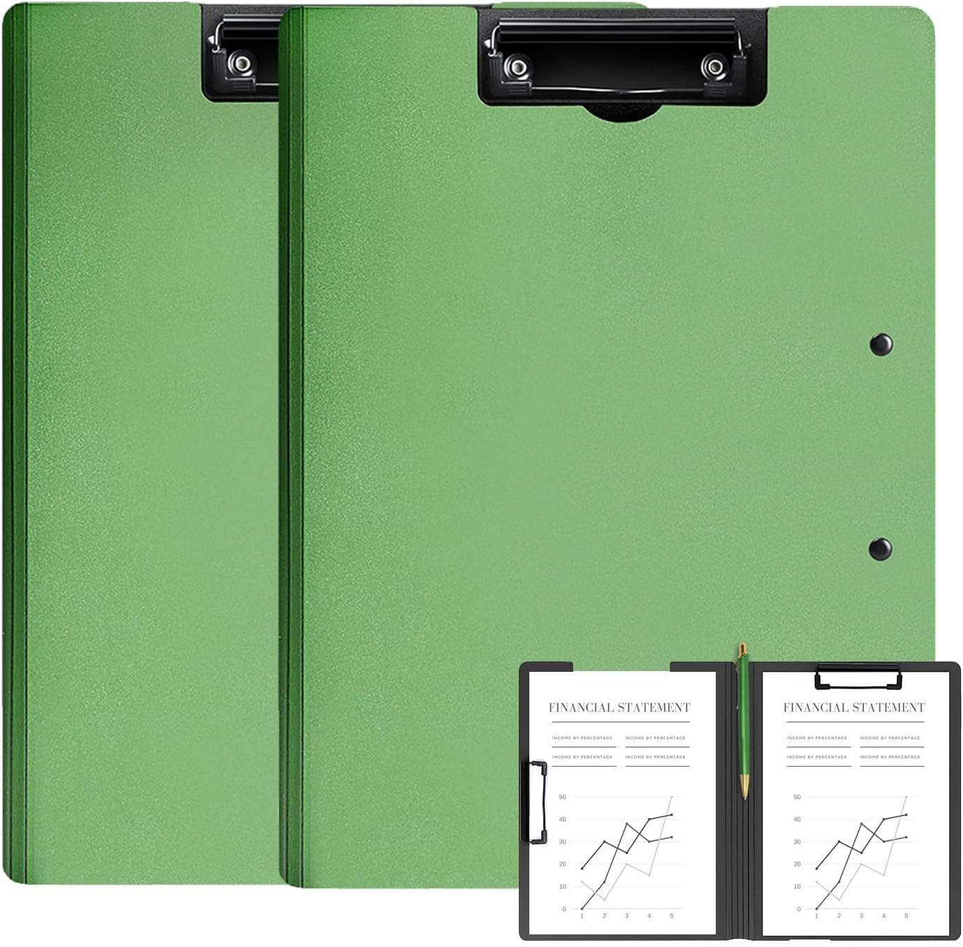 Clipboard Folder, A4 Foldable Clipboards, Office Clipboard Folder with Double Clips Metal Clip, 360 Degree Foldable Storage Clipboards for Office, School or Medical Field, Blue
