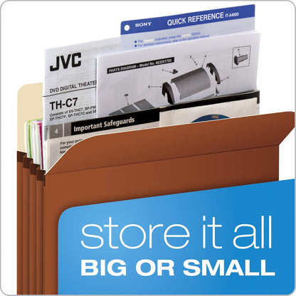 Pendaflex Expanding File Pockets, Letter Size, 5.25" Expansion, Reinforced with DuPont™ Tyvek® Material, Redrope, 10 per Box (1534G-OX)