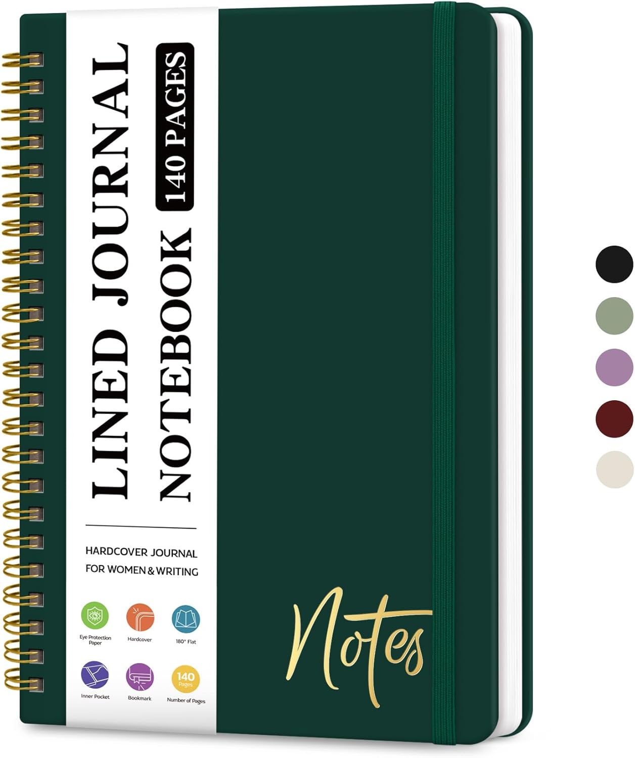 ZOTIA Lined Spiral Journal Notebook for Women, A5 College Ruled Journals for Writing, Hardcover Notebooks for Work, Note taking and Office School Supplies,140 Pages - Yellow