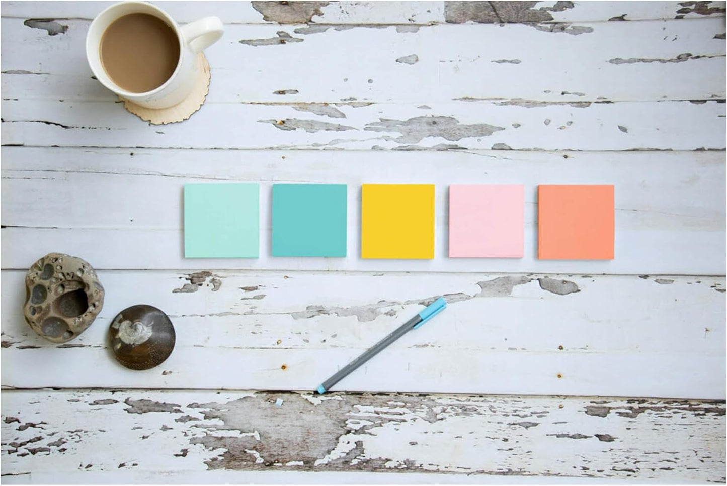 Post-it Notes, 3 in x 3 in, 4 Sticky Note Pads, 50 Sheets per Pad, Beachside Café Collection, School Supplies and Office Products
