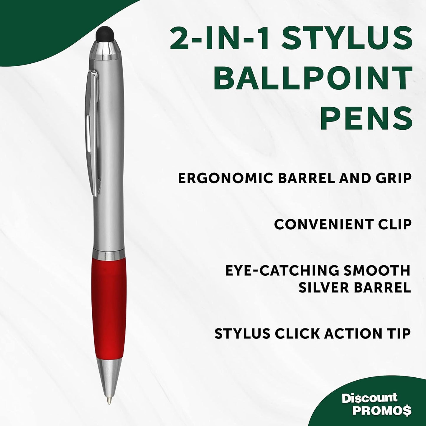 DISCOUNT PROMOS Custom Stylus Ballpoint Pens Set of 10/50/100, Personalized Bulk Pack - Black Ink, Great for Office, School, Business, Tradeshows, Events - Purple