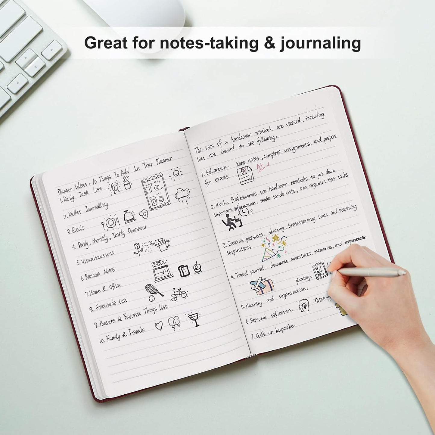 Comix 6 Pack Lined Journal Notebooks for Work, 240 Pages, 5.5"x8.3", Black, Hardcover, A5 Medium College Ruled, Journaling Notebooks for Notes-Taking, Fits for Office School Home