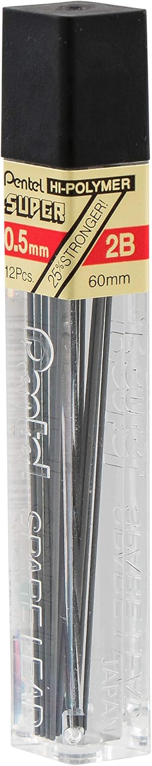 Pentel Super Hi-Polymer Lead Refill, 0.5mm, Fine, H, 144 Pieces of Lead (C505-H)