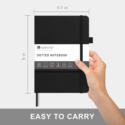 &And Per Se Lined Journal Notebook – A5 5.7”x8” College Ruled, 160 Pages, 100gsm Thick Paper, Journaling Notebooks for Writing (Black)