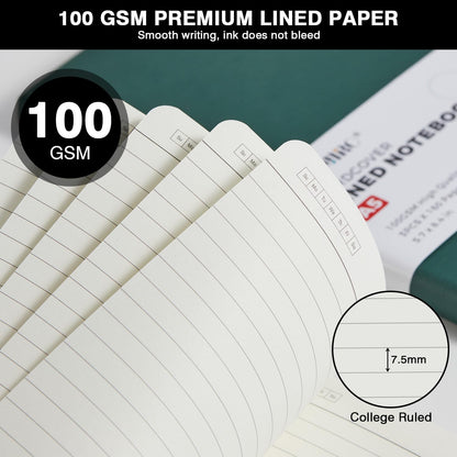 NIRMIRO Small Notebook Journals, 3 Pack Mini Pocket Note pads for Men & Women Writing, A6 Small Leather Notepad 3.7" x 5.7" with Pen, Black, Red, Green