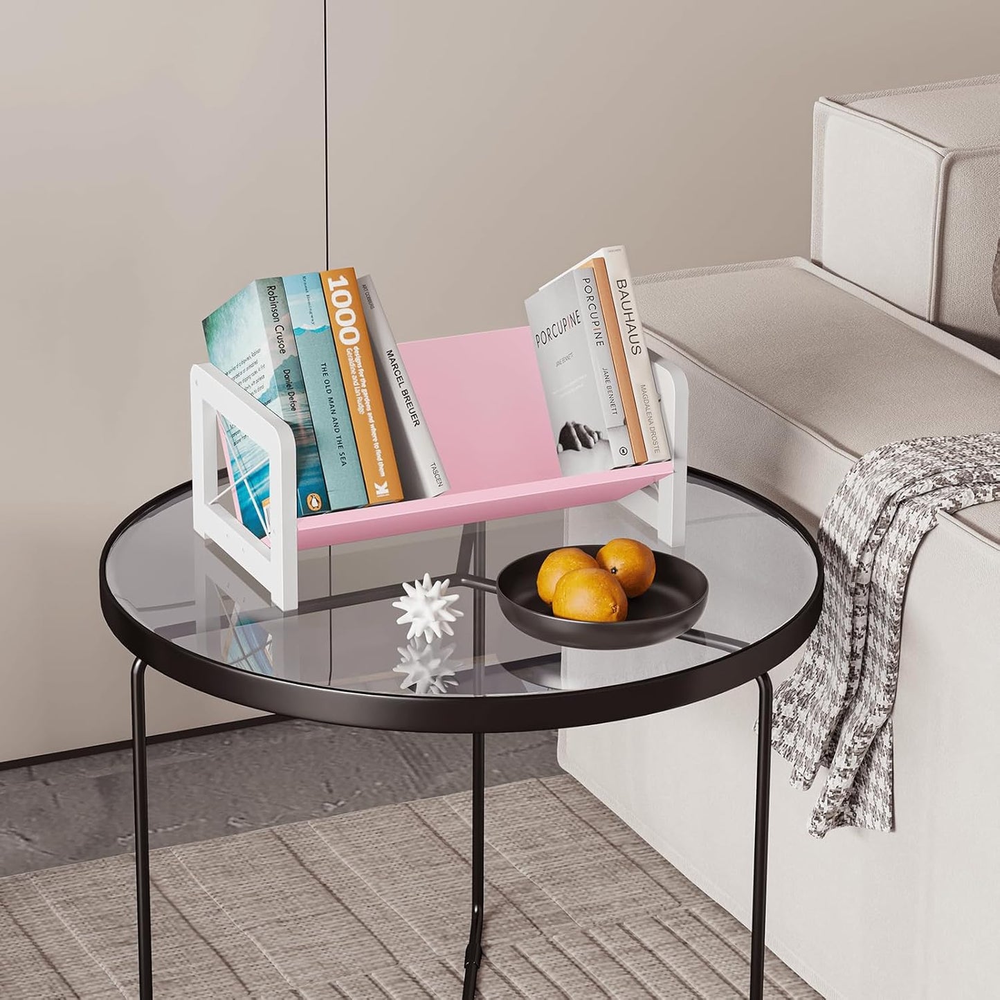 ELITEROO Desktop Bookshelf Organizer, Wood Slanted Desk Bookshelf, Small Tabletop Book Rack, Portable Mini Bookcase for Book Display, Cookbooks, Kids Reading, Office & Home Storage, Rustic Brown