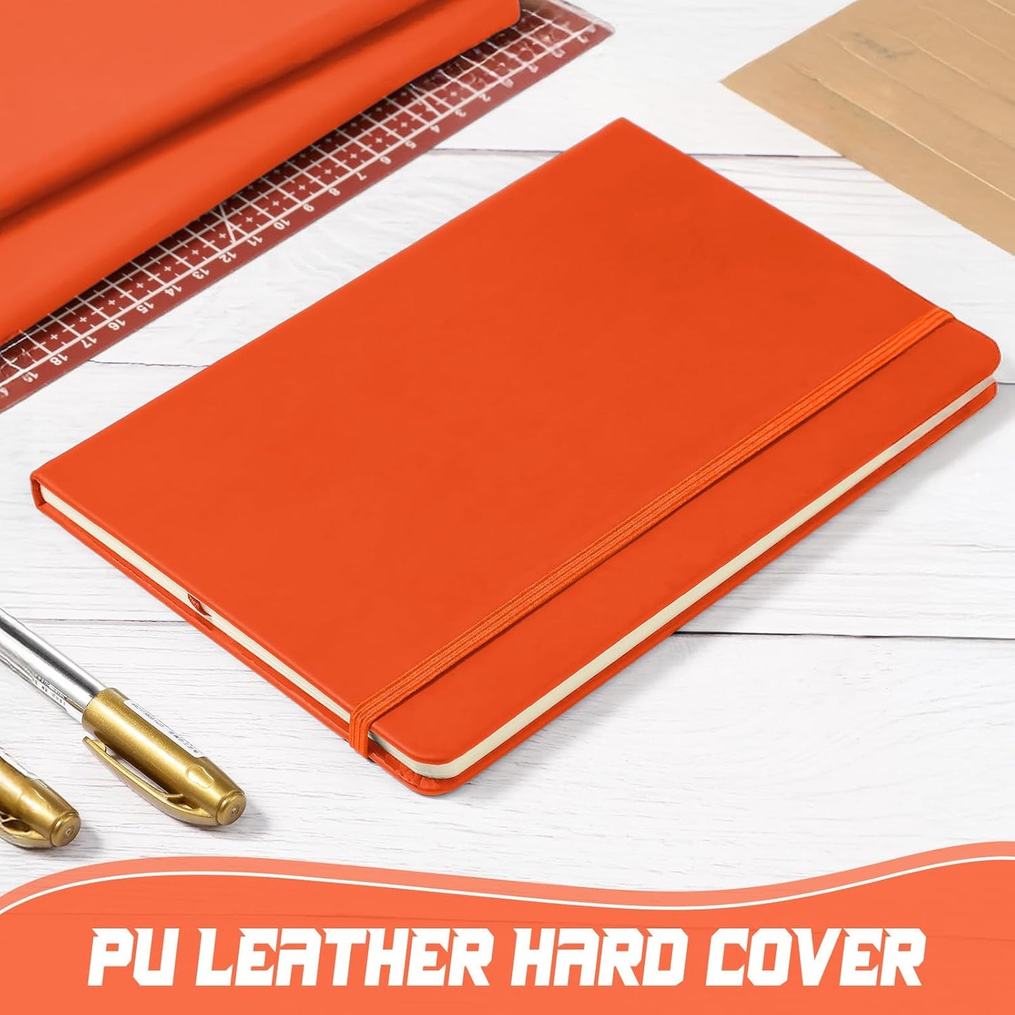 Honoson 20 Pack Lined Journal Notebooks A5 Hardcover Executive Notebook 5.5" x 8.3" PU Leather Wide Ruled Journals Bulk with Elastic Band for Home Business Office School Supplies(Black)
