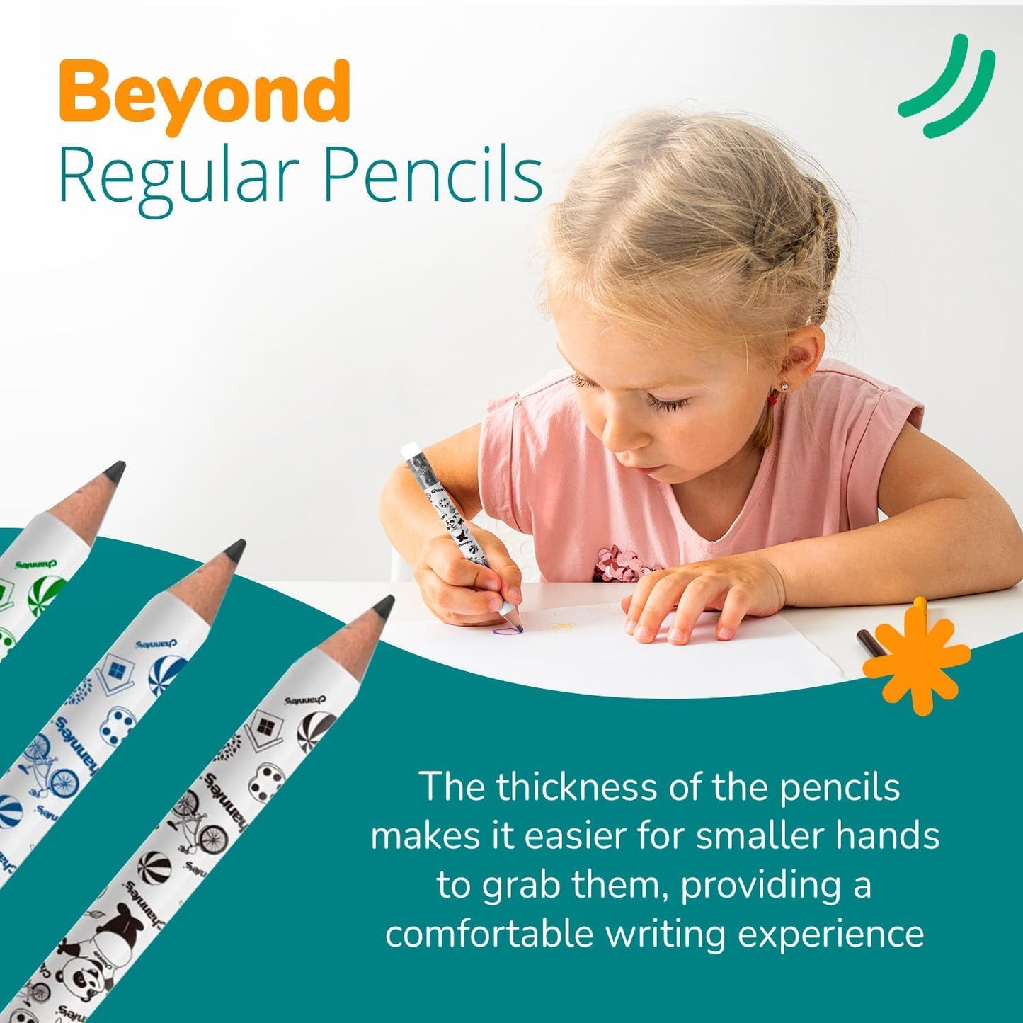 Channie's My First Pencil, Easy-to-Hold Jumbo Pencils for Preschoolers, Kindergarteners & 1st Graders, Brown Wooden 2B Fat Pencils for Kids Ages 3-7, 2 Pack (5 Each) + Sharpener
