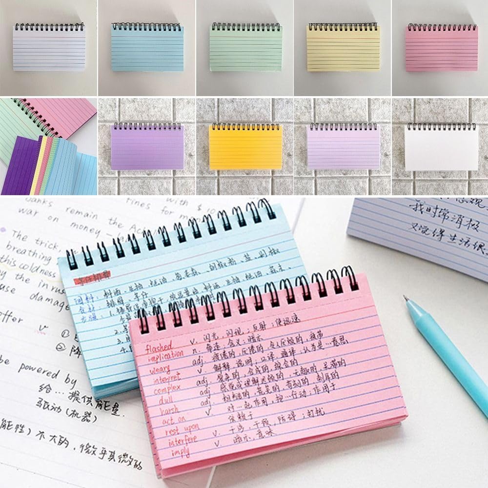 Office Horizontal Line Portable Tearable Memo Pads Notebook Notepad Coil Note Book Journal Diary Planner(Multicolor)