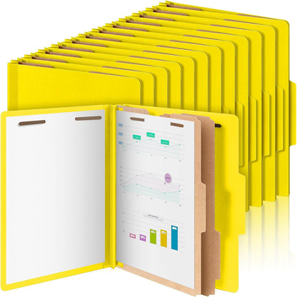 Skyygemm 12 Pcs Classification Folders Letter Size Bulk - 2 Dividers Pressboard File Folder with 3. 5 Inch Expansion, 2 Prongs Fastener, Heavy Duty Office File Organizer for Teacher Medical (Hot Pink)