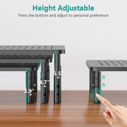WALI Computer Monitor Stand for Desk, Adjustable Laptop Riser, Desk Monitor Stand Underneath Storage for Office, School Supplies (PTT001-B), 1 Pack, Black