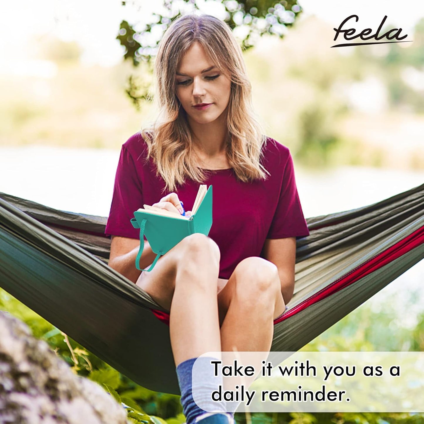 feela 3 Pack Pocket Notebook Journals with 3 Black Pens, A6 Mini Cute Small Journal Notebook Bulk Hardcover College Ruled Notepad with Pen Holder for Office School Supplies, 3.5”x 5.5”, Gray