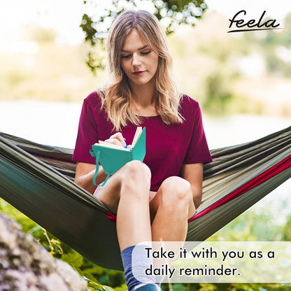 feela 3 Pack Pocket Notebook Journals with 3 Black Pens, A6 Mini Cute Small Journal Notebook Bulk Hardcover College Ruled Notepad with Pen Holder for Office School Supplies, 3.5”x 5.5”, Gray