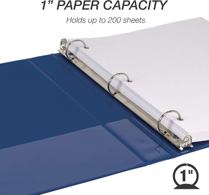 Samsill 1.5 Inch 3 Ring Binders, Economy Round Ring, Clear View Cover, 325 Sheet Capacity - for School, Home, Office - White, 4 Pack