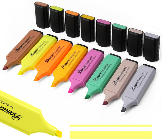 Morandi Highlighters, 8 Colors Highlighter Pens, Chisel Tip, Mini Highlighters,Water Based, Quick Dry, Aesthetic Highlighter for Office