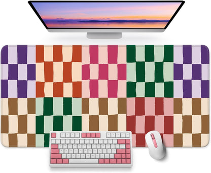 Large Mouse Pad for Desktop, Cute Desk Mat Pad Protector for Work & Gaming, Aesthetic Pretty Anti-Slip Laptop Blotter Cover for Office School Home Supplies, Wildflowers, 31.5" x 11.8"