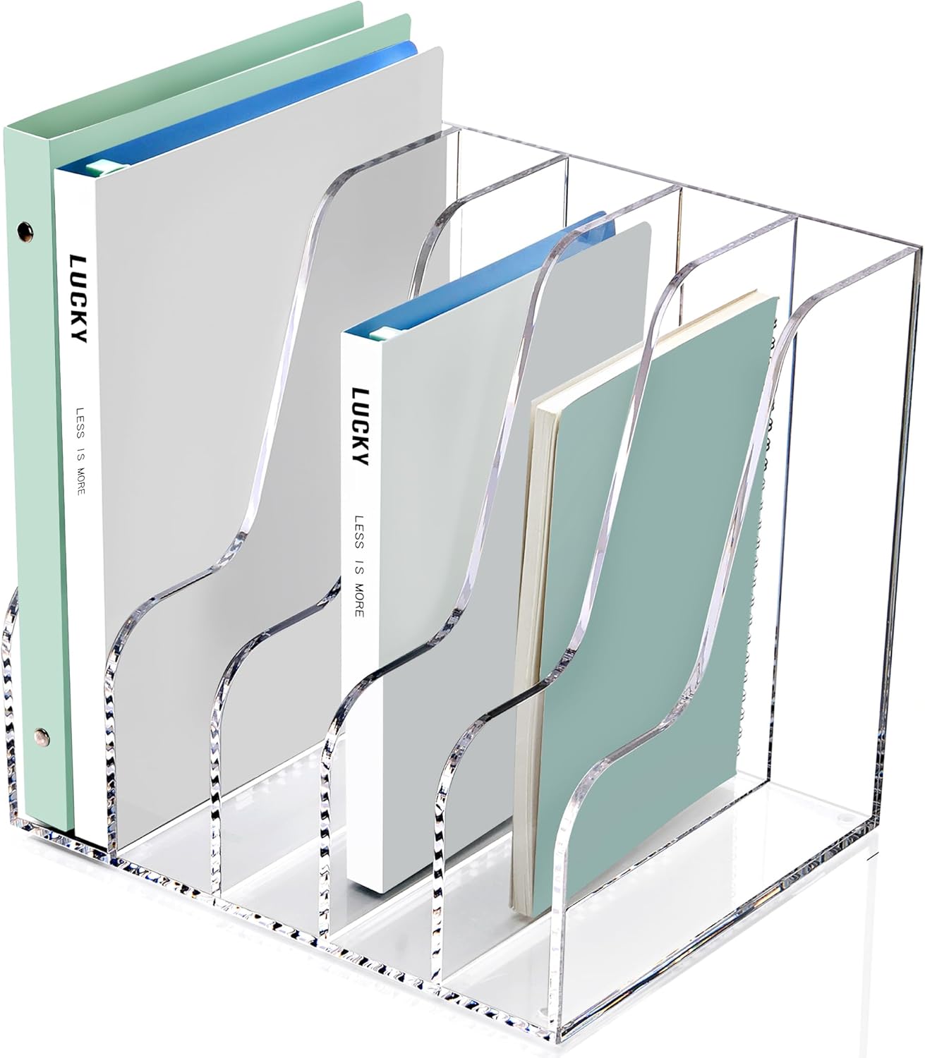SANRUI 2-Pack Acrylic Magazine File Holder Desk Organizer Magazine Rack, Clear, Vertical File Sorter Holders, 9.45" D x 3.54" W x 10.24" H