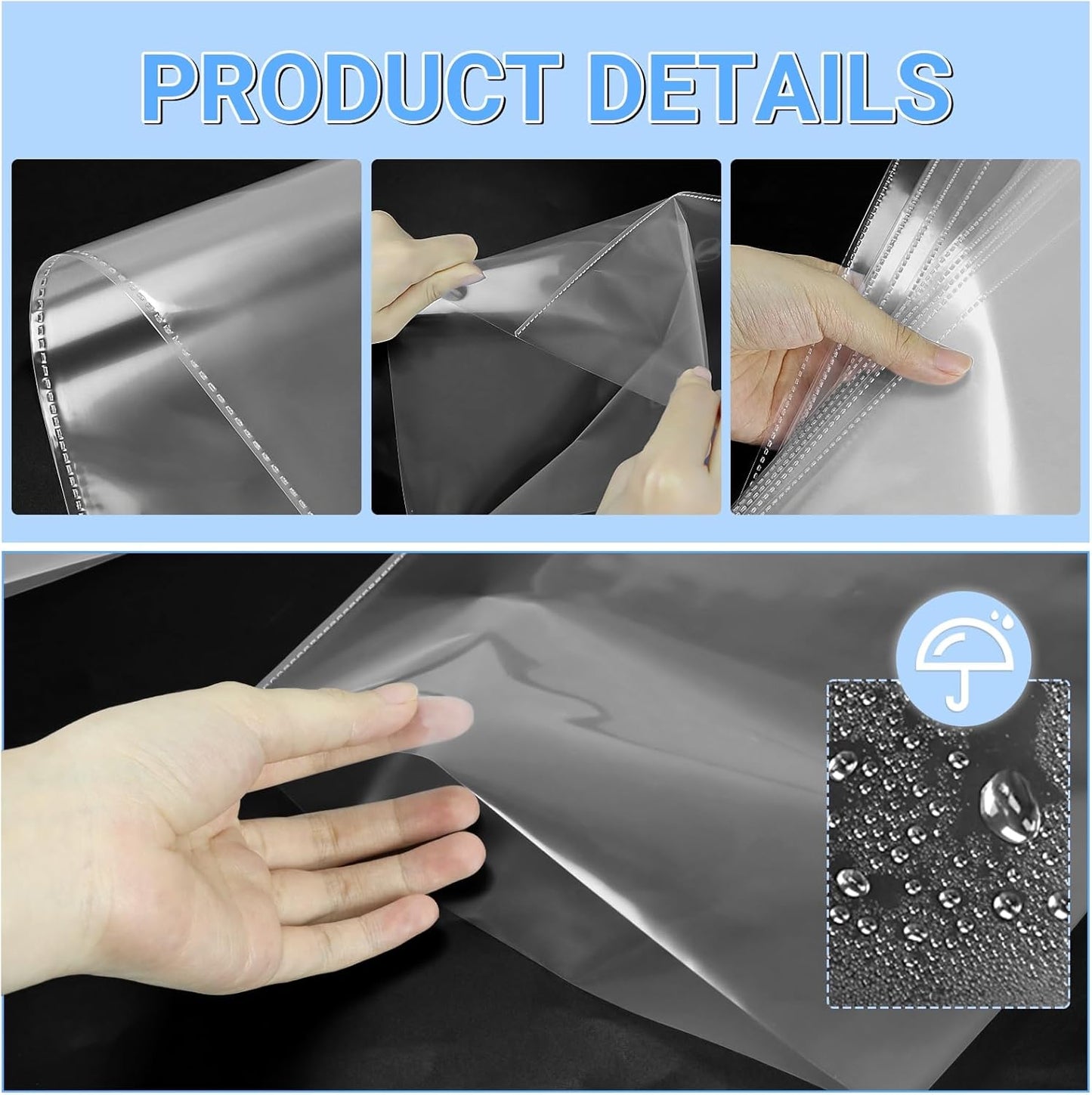 VOKOY 30 Pack No Holes Sheet Protectors, 8.5" x 11", Letter Size Heavy Duty Clear View Page Sleeves Protectors, Clear Paper Document Artwork Protectors