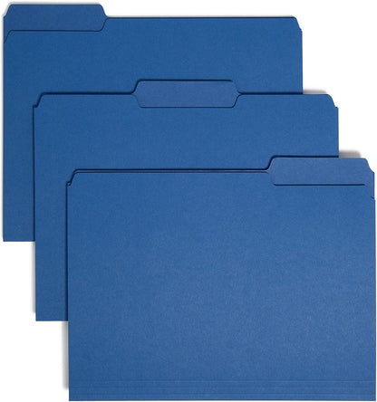 Smead Interior File Folder, 1/3-Cut Tab, Letter Size, Aqua, 100 per Box, Expandable File Folders for Filing Cabinet