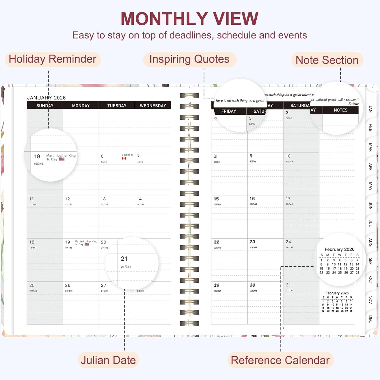 Planner 2026-2027, Weekly and Monthly Academic Year Calendar Planner, July 2026 - June 2027, Daily Agenda Book for Office School Supplies, A5(6.3'' x 8.5'')