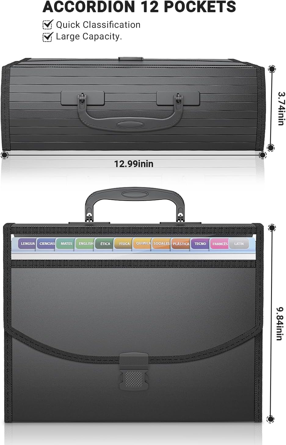 TOPCJ 25 Pockets Accordion File Organizer with Handle,Expanding File Folders for Documents, A4/Letter Size Paper,a-z Tabs,Perfect Expandable Accordian Filing Folders with Visible Window