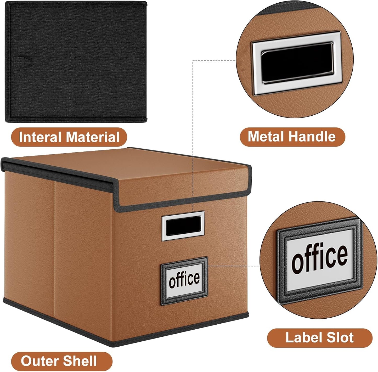 Huolewa Upgraded Portable File Organizer Box with Lid, Collapsible Linen Hanging Filing Storage Boxes with Plastic Slides, Decorative Home/Office Filing System Box for File and Folders Storage (Gray)