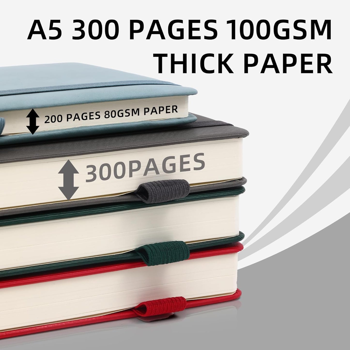BOBO RABBIT Lined Journal Notebook for Work 100 GSM Thick Paper 300 Pages College Ruled A5 Notebook Hardcover Leather Journal for Writing School Office, 5.63"x8.43"