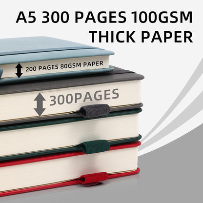 BOBO RABBIT Lined Journal Notebook for Work 100 GSM Thick Paper 300 Pages College Ruled A5 Notebook Hardcover Leather Journal for Writing School Office, 5.63"x8.43"