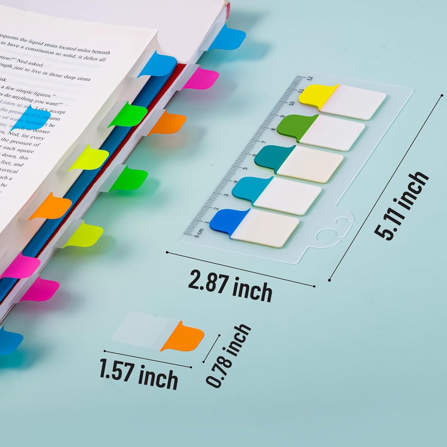 Golcellia Sticky Tabs - 600 Sheets Notebook Tabs - Sticky Flags, Index & Page Tabs - Durable Divider & Binder Tabs for Books & Bibles（6 Pcs, 5 - Color）