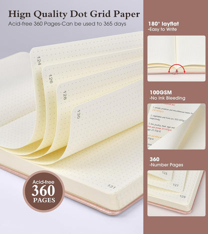 Lined Journal Notebook -365 Pages A5 Thick Journals for Writing Ruled Notebook, Hardcover Leather Journal for Women Men Daily Journal Notebook for Work, Note Taking, 100Gsm Lined Paper( 5.75'' X 8.38'' Green)