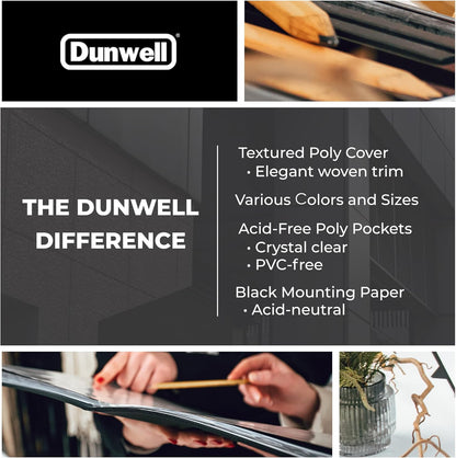Dunwell Art Portfolio 8.5x11 Folder (Silver), Mounting Paper, Portfolio Binder for Artwork and 8.5 x 11 Documents Art Folder, 24 Pockets Display 48 Pages, Acid-Free Poly Presentation Book