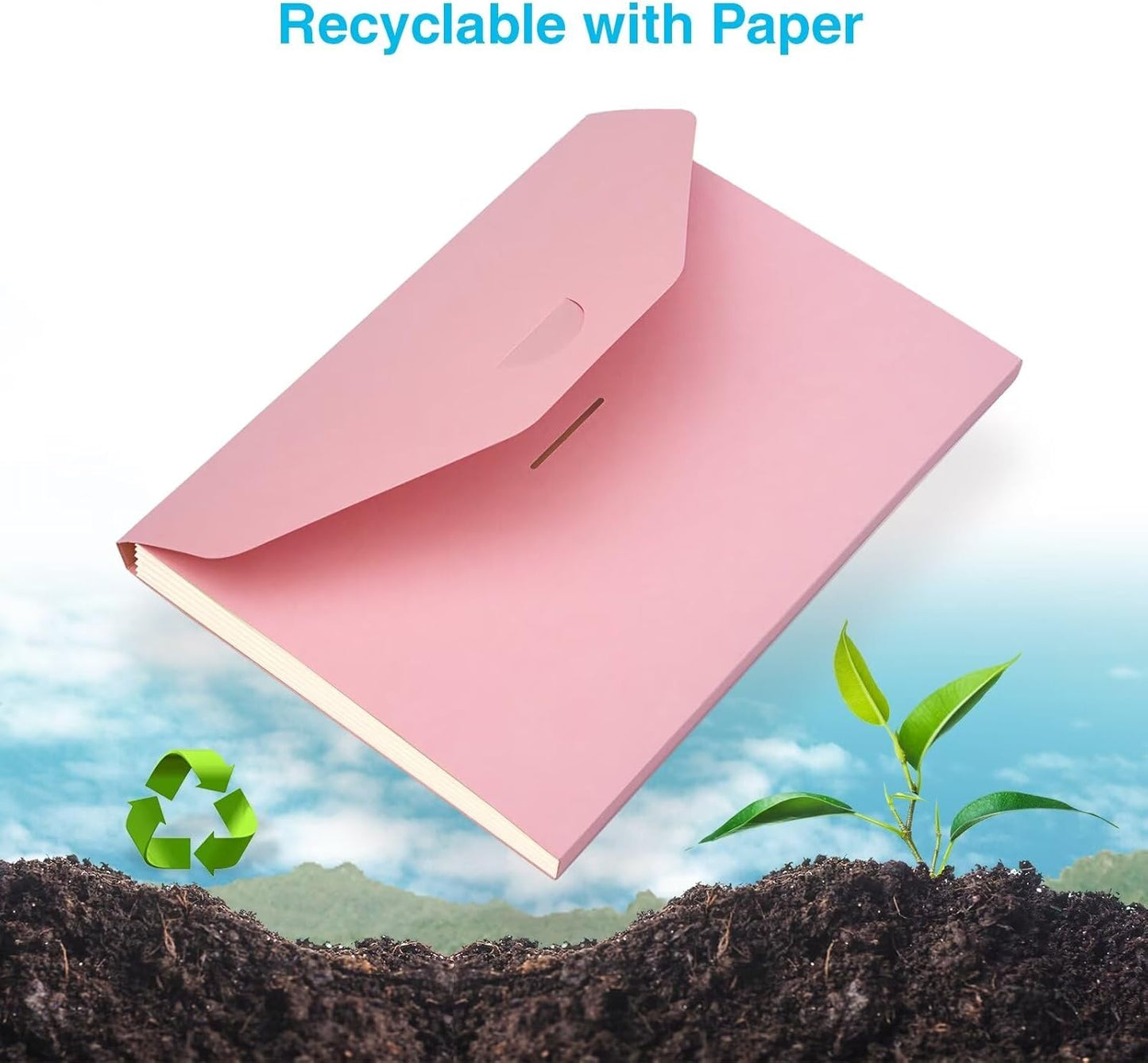 Blue Lake ECOLIFE Recyclable Paper 6-Pockets Expanding File Document Folder Plastic Free, Accordian File Organizer - A4 Letter Size, 200 Sheet Capacity for School, Office, Home Ruby