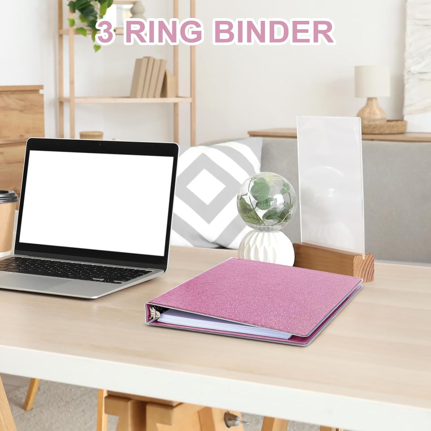 EYROZILL 3 Ring Binders 1 Inch Round Rings Binder Gold Binder Holds 8.5" x 11" Letter Size 300 Sheets, Waterproof, Gold