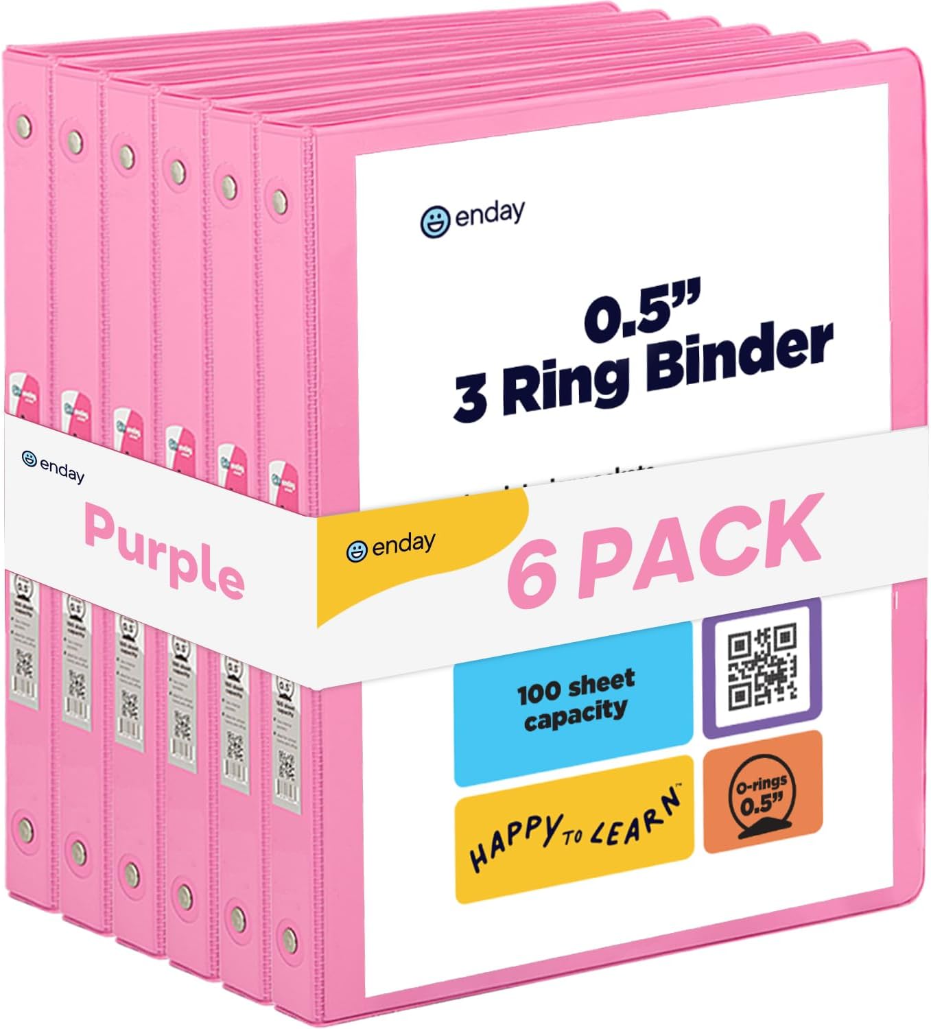 Enday 1 Inch Binder (6 Pack - Grey) 3 Ring Binder 1 inch with Clear View Cover and 2 Inside Pocket - for Letter Size 8.5 x 11'' Paper, Ideal for School Supplies, Office, and Home