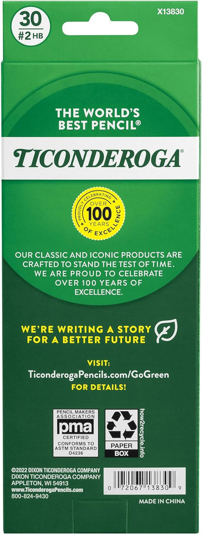 Ticonderoga Wood-Cased Pencils, Pre-Sharpened, 2 HB Soft, Yellow, 72 Count