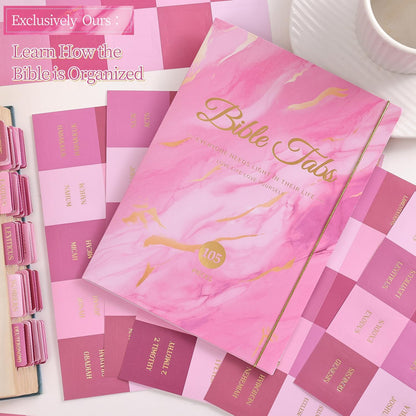Laminated Bible Tabs, Gold Foil Embossed Lettering Bible Chapter Index Tabs for Women Men, Reposition Large Print Sticky Labels, Easy to Read and Apply, 105Chapters Labels for Easy Navigation (Black)