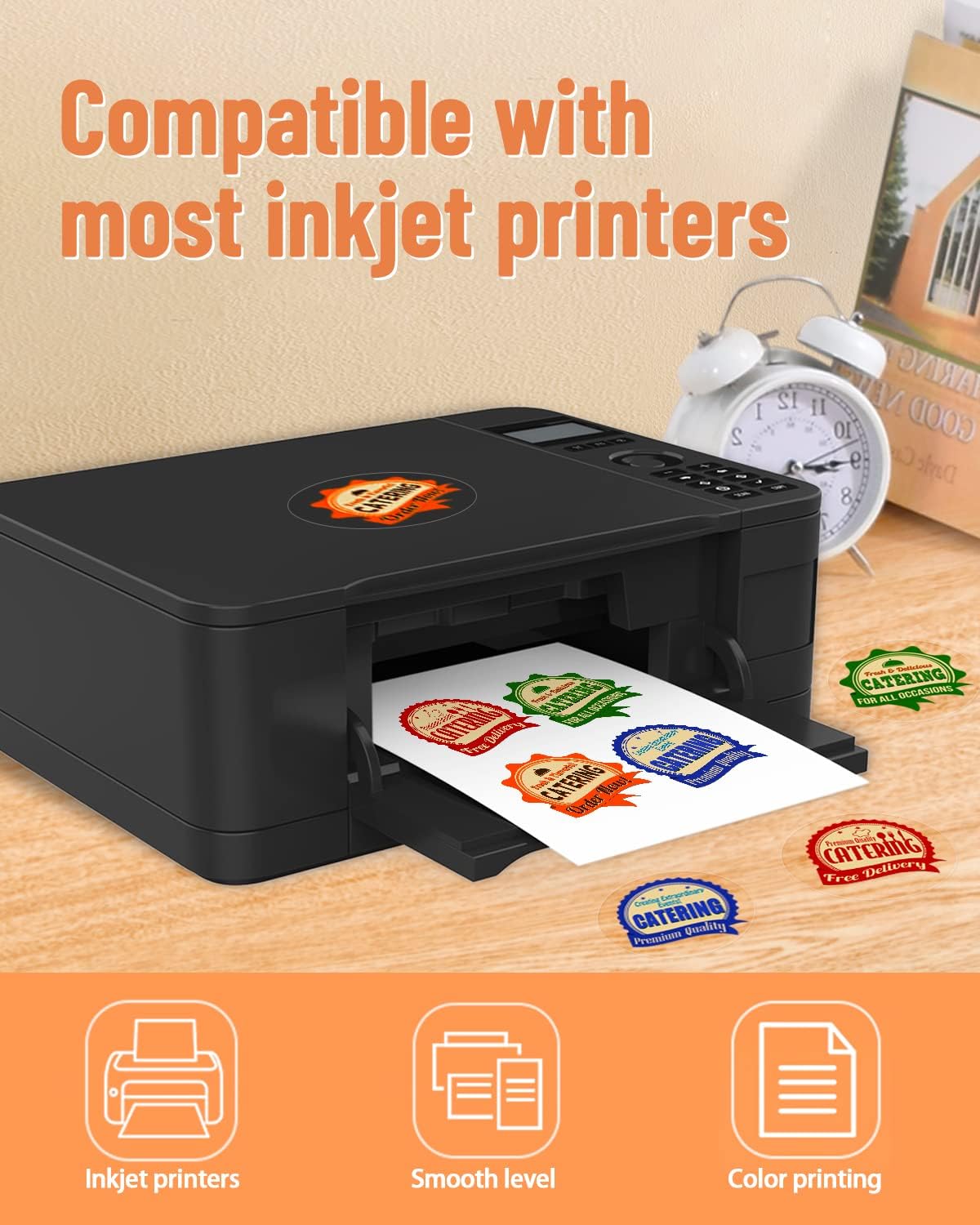 QYH Printable Vinyl Sticker Paper for Inkjet & Laser Printer - Matte White Waterproof, 50 Sheets Vivid Colors, Compatible with Cricut, Silhouette, Ideal for Small Business & DIY- 8.5"x11"