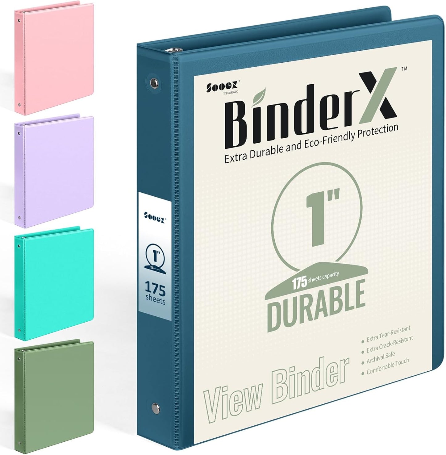 BinderX Extra Durable 3 Ring Binder, Round Rings 1 Inch Binder, Fits 175 Sheets of 8.5x11 Paper, Customizable View Cover with Inside Pockets, Cute 1" Binders, 1 Inch Binders 3 Ring, Pink
