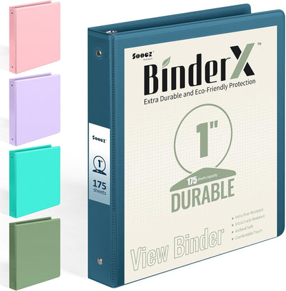 BinderX Extra Durable 3 Ring Binder, Round Rings 1 Inch Binder, Fits 175 Sheets of 8.5x11 Paper, Customizable View Cover with Inside Pockets, Cute 1" Binders, 1 Inch Binders 3 Ring, Pink