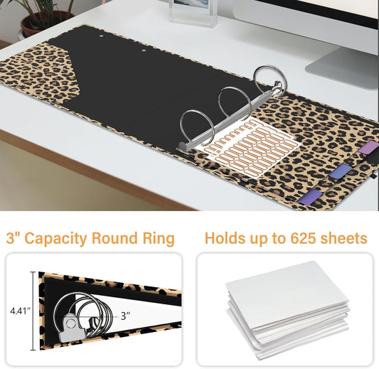 3 Ring Binder 3 Inch Ring, Three Ring Binders for Letter Size 11" x 8.5" with 6-Tab Dividers, 2 Pockets, Binder with Clip for School and Office Supplies-Wild Flowers