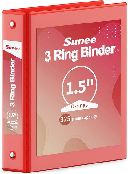 SUNEE 3 Ring Binder 3 Inch 1 Pack, Clear View Binder Three Ring PVC-Free (Fit 8.5x11 Inches) for School or Office Supplies, Pink