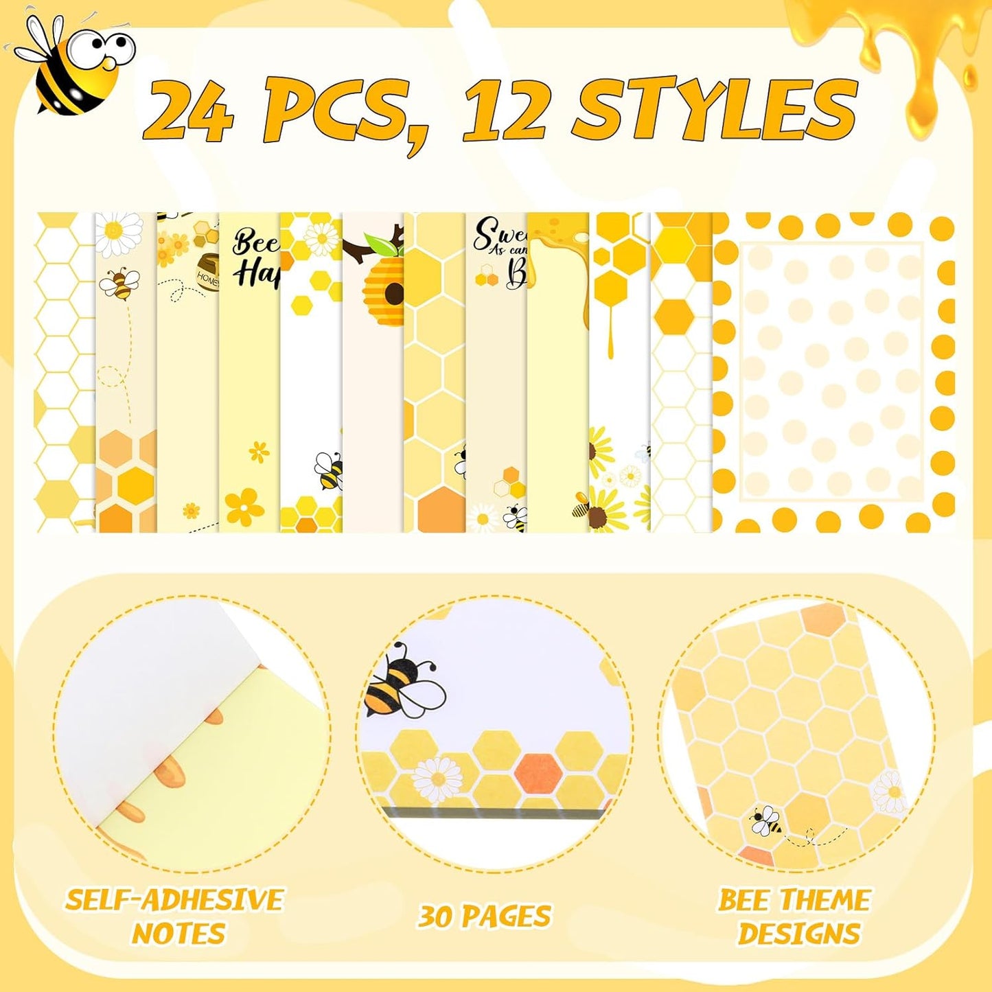 Gilprop 24 Pack Cat Sticky Notes Gift 3x4 Inch Cute Self Stick Notepads Adhesive Cartoon Cat Memo Pad Fun Kawaii Animal Sticky Notes for Teacher Women Valentines Office Home Christmas Pet Lover Gift