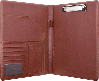 WAVEYU Resume Portfolio Folder, Padfolio Clipboard, Writing Portfolio Leather Clipboard with Cover for Legal Pad Holder Letter Size A4 for Business Conference Notepad Clip Boards, Purple