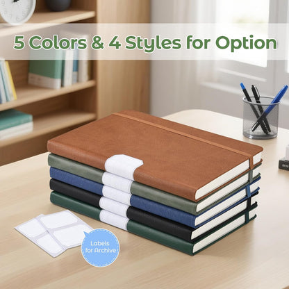 College Ruled Notebook, A5 Hardcover Leather Notebook for Work, Lined Notebook Journal for Women, Men, 100GSM Thick Paper, Large Notebook with Pockets, Professional Business Notebook, Light Green