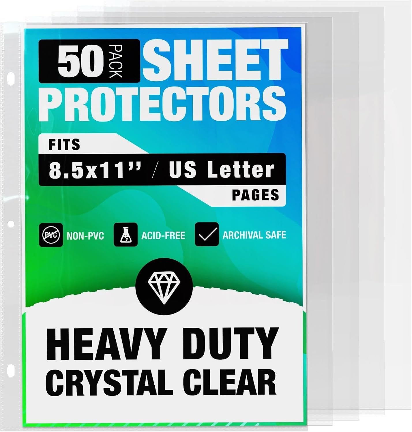 25 Pack of 8.5x11 Heavy Duty Crystal Clear Sheet Protectors for 3 Ring Binder, Plastic Page Sleeve Protectors for Paper Document (25 Pack, 8.5 x 11'' - 1 Pocket)