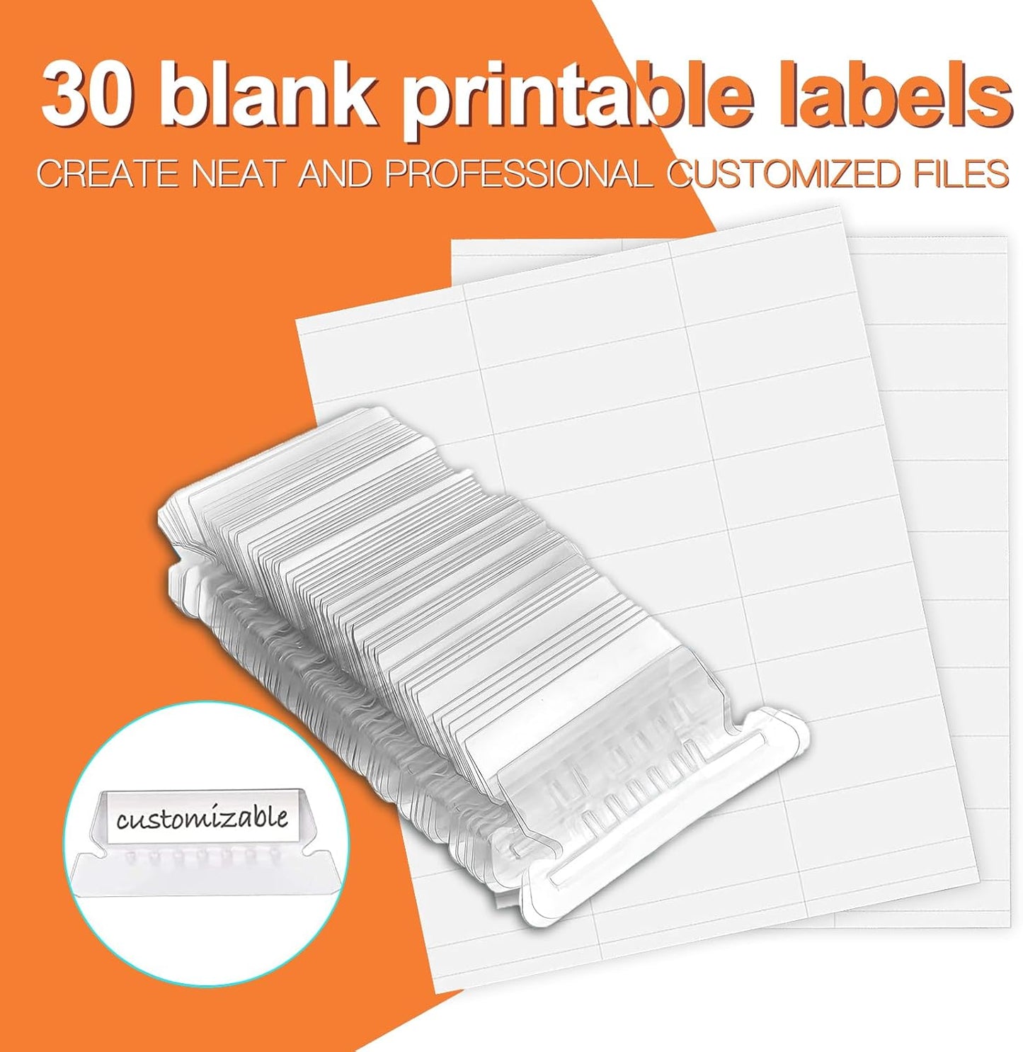 HERKKA Hanging File Folders, 30 Pack Reinforced Letter Size Hanging Folders, Designed for Bulky Files, Filing Cabinet, 1/5-Cut Adjustable Tabs (Blue)