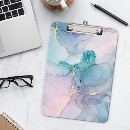 Hongri Plastic Cute Clipboard, Letter Size for Students, Teacher, Woman and Kids, Low Profile Clip, Decorative Pattern, Size 9 x 12.5 in, Dream Marble