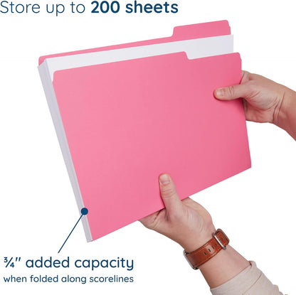 File Folder, 1/3 Cut Tab, Letter Size, Yellow, Great for Organizing and Easy File Storage, 100 Per Box